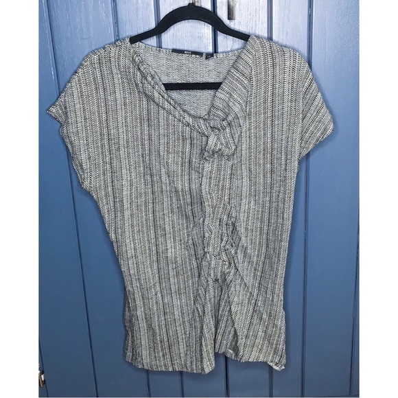Hugo Boss Herringbone Cowl Neck Gathered Shirt Medium Large Classic Career - Picture 1 of 5